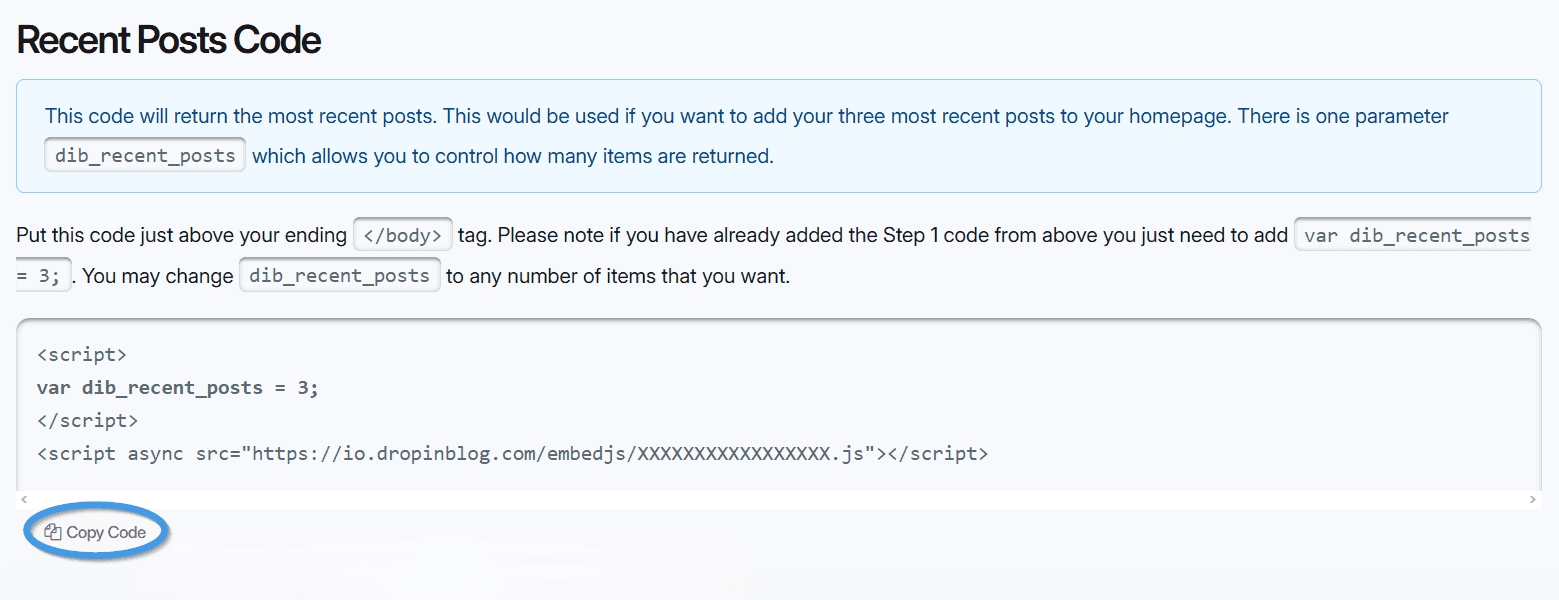 Recent posts code