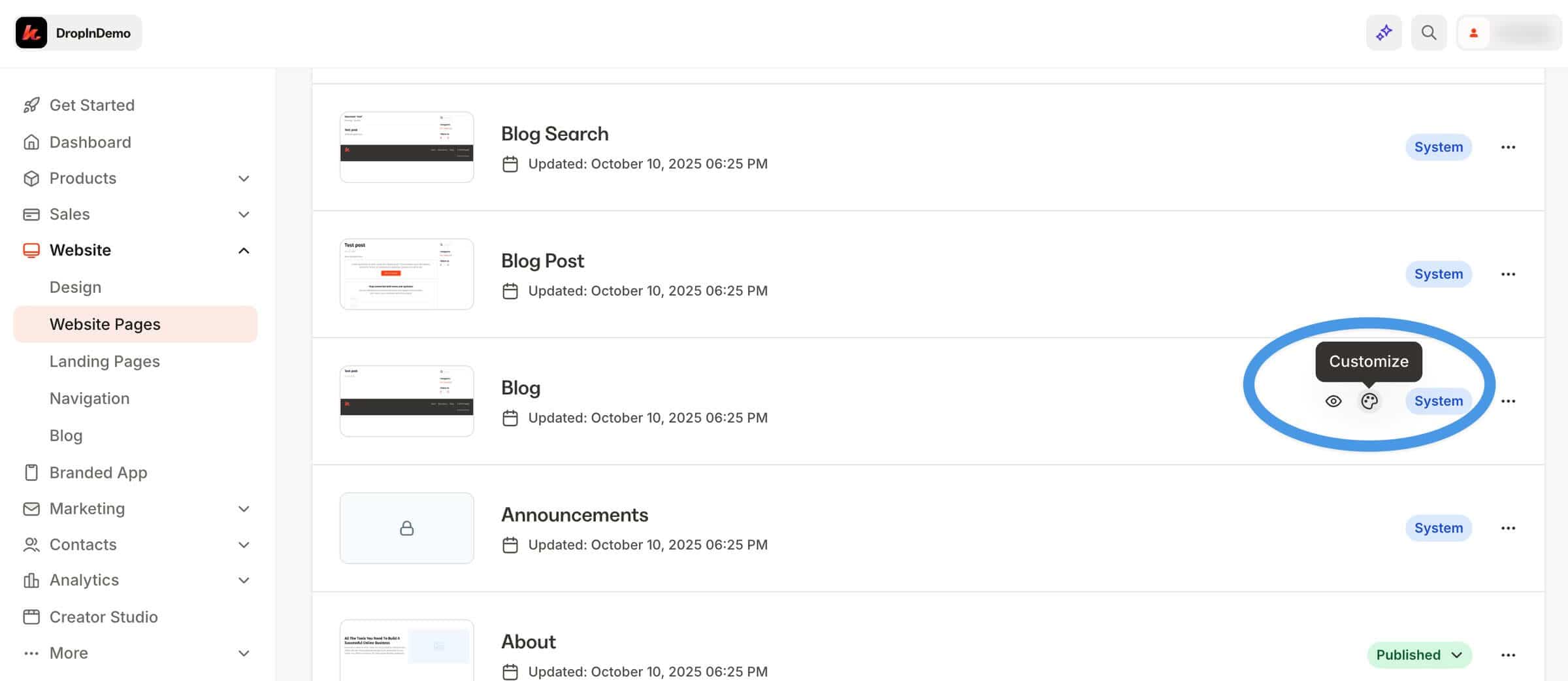 Kajabi pages: Customize the blog page