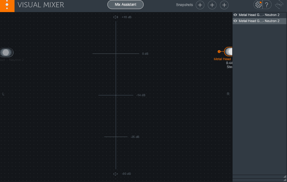 guitars with hard panning in visual mixer
