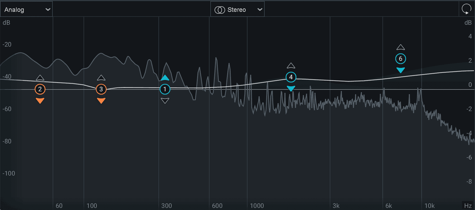 Ozone Pro Dynamic EQ curve for this example