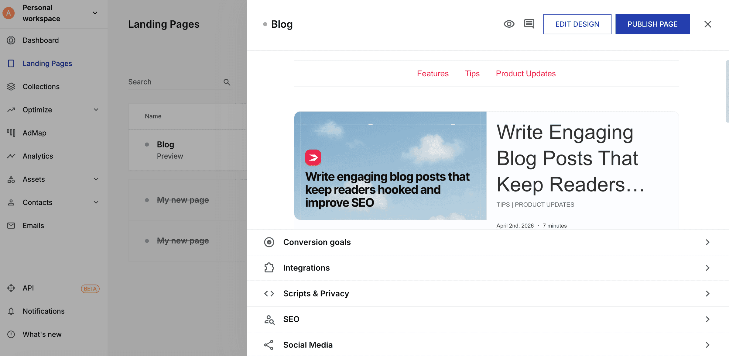 Instapage blog install step