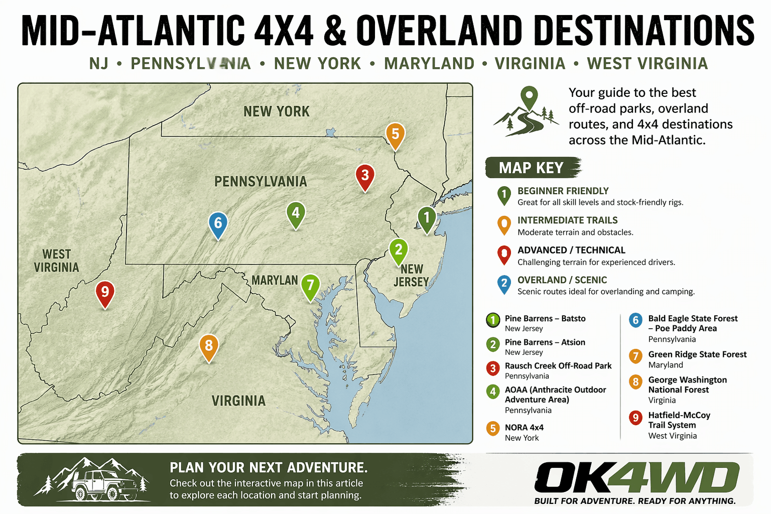 Best 4×4 & Overland Weekend Trips in the Mid-Atlantic
