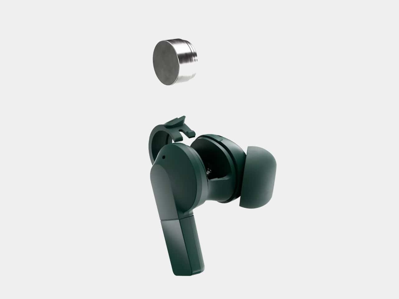 Fairbuds 2 earbuds displayed with their charging case