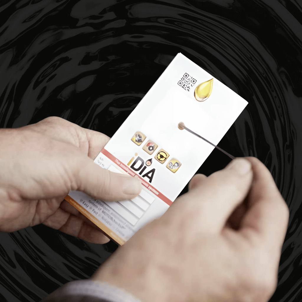 Ölcheck Zettel in den Händen