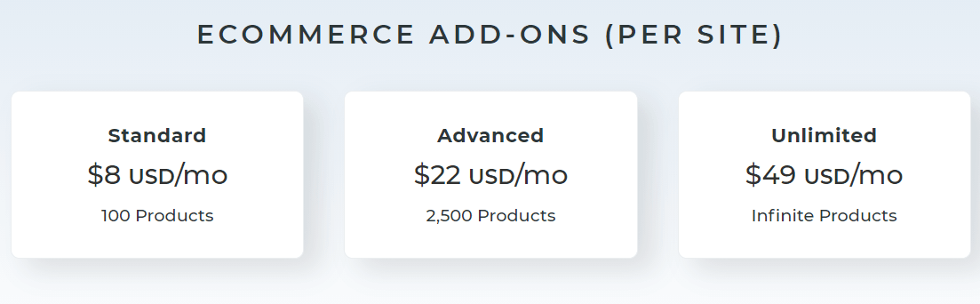 Duda ecommerce add-ons