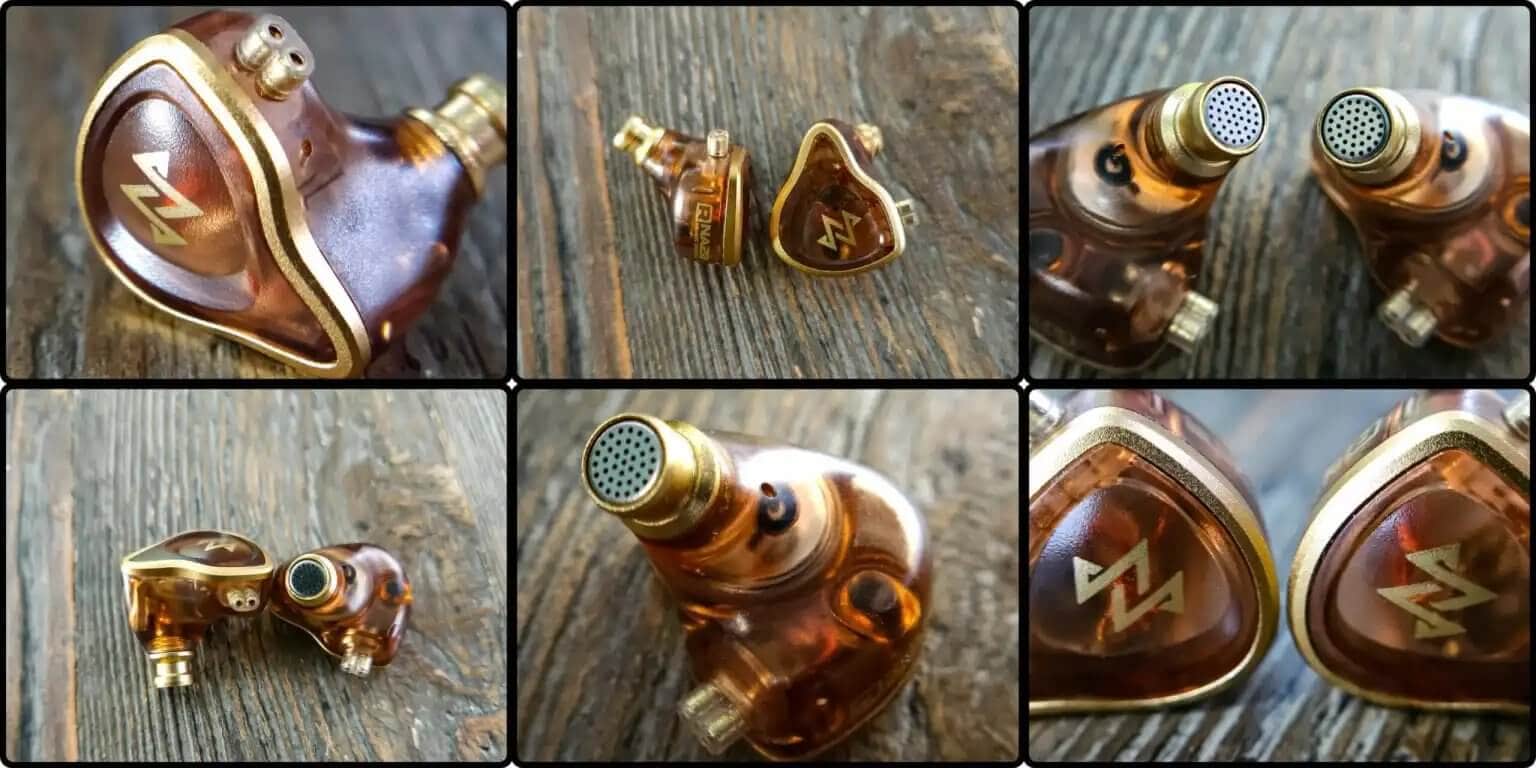 Amber transparent shells with gold trim
