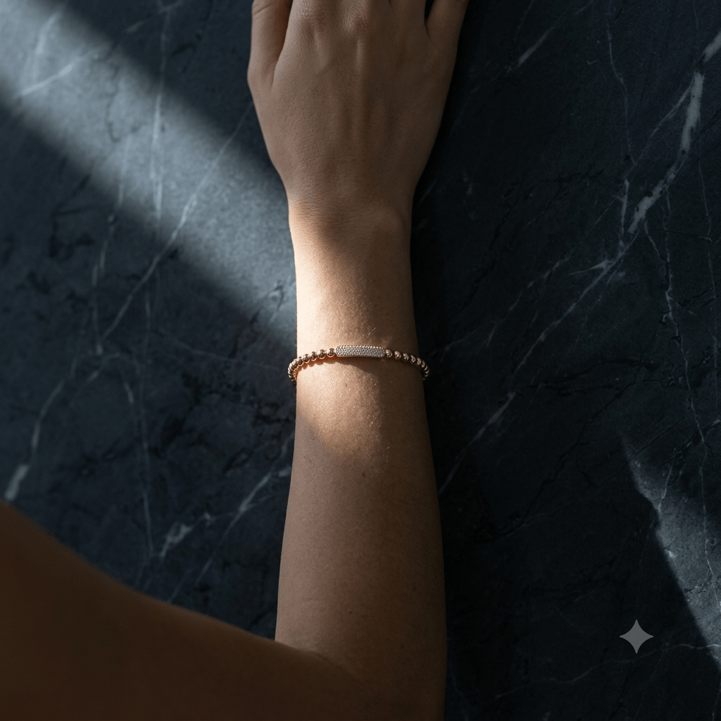 Beaded CZ Accent Bangle