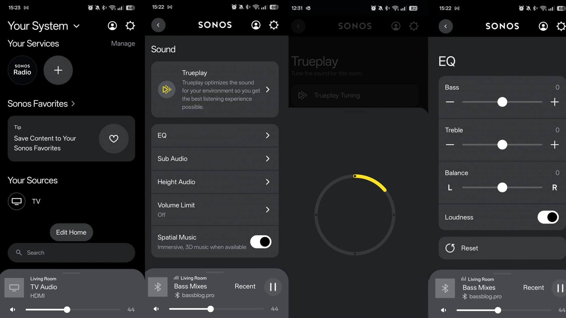 Sonos app tuning screen