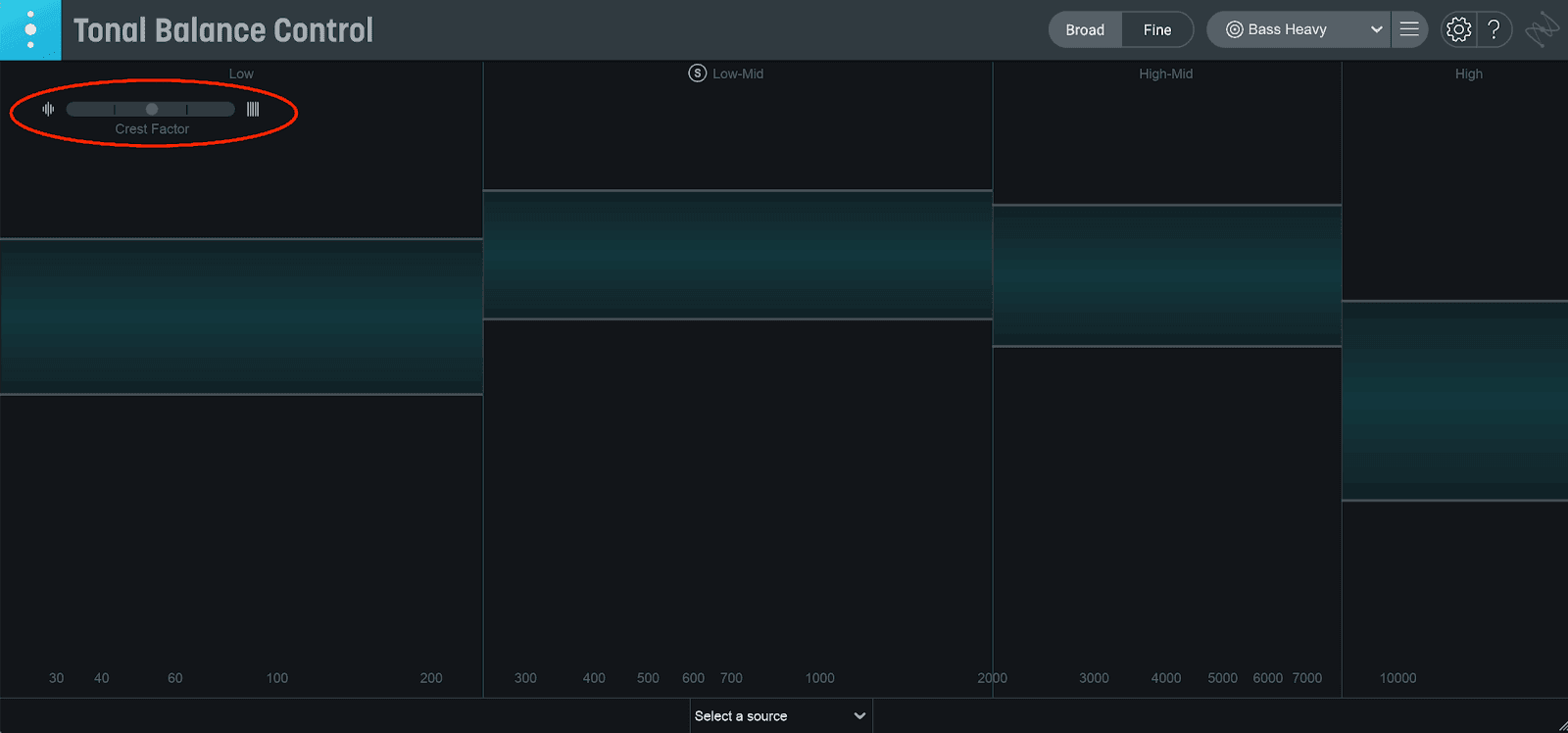 Crest Factor meter in Tonal Balance Control
