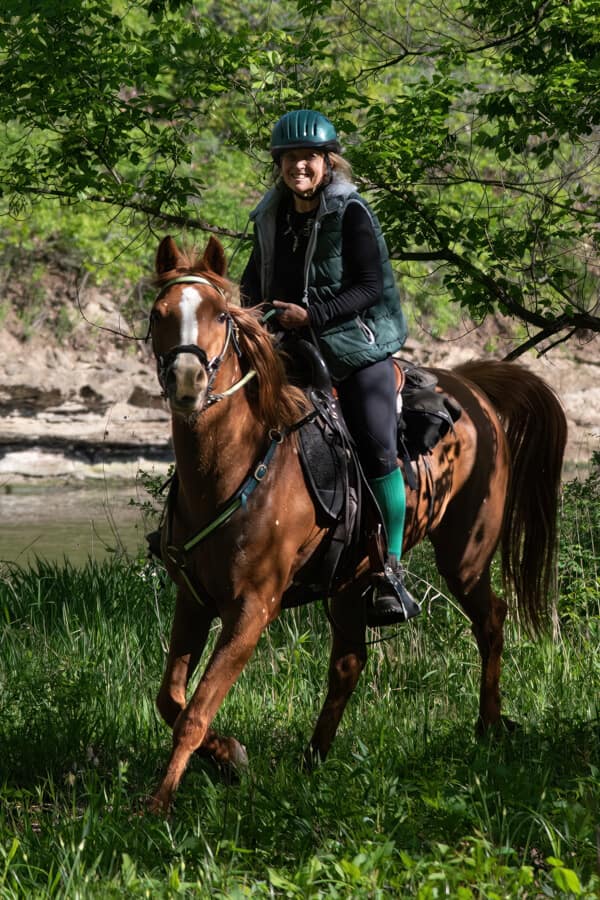 Louise in the Sit Tight Wind Pro Winter Tight. Our warmest winter riding pant 