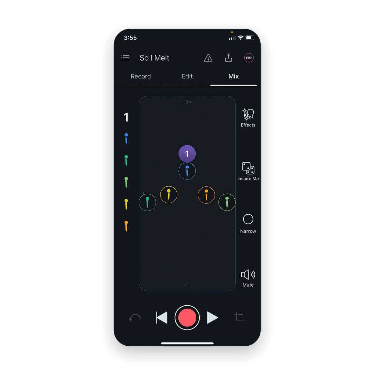 Pan your vocal harmonies in the Mix tab