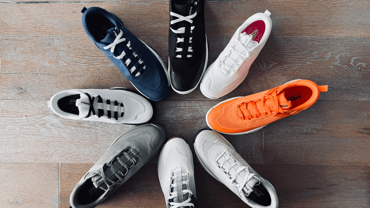 Pickleball shoes in a circle