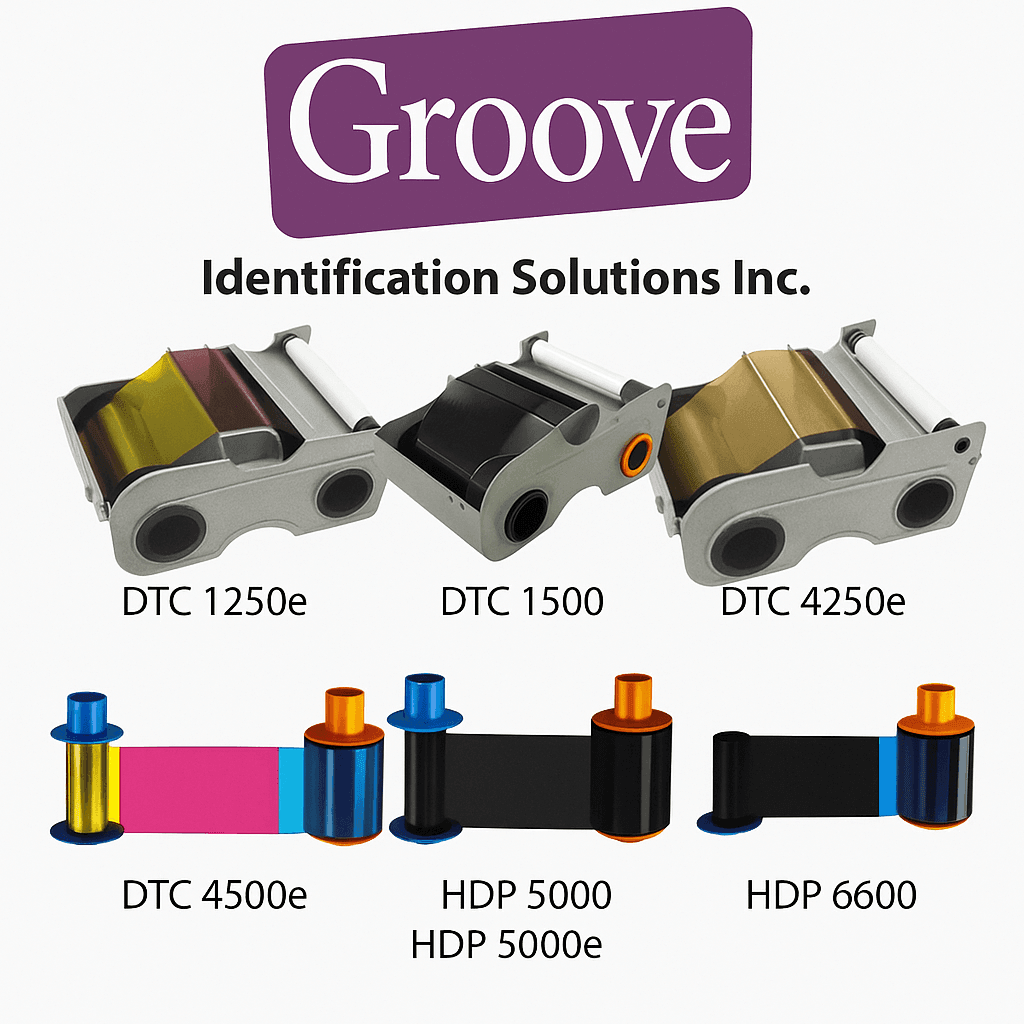 Compatible Fargo ribbon beside original for ID card printing Canada