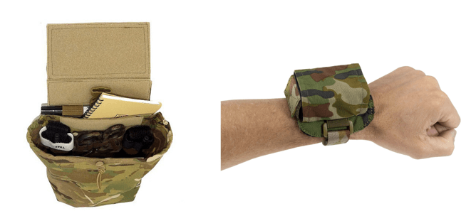 A close-up of a hand with a camouflage wrist band  Description automatically generated