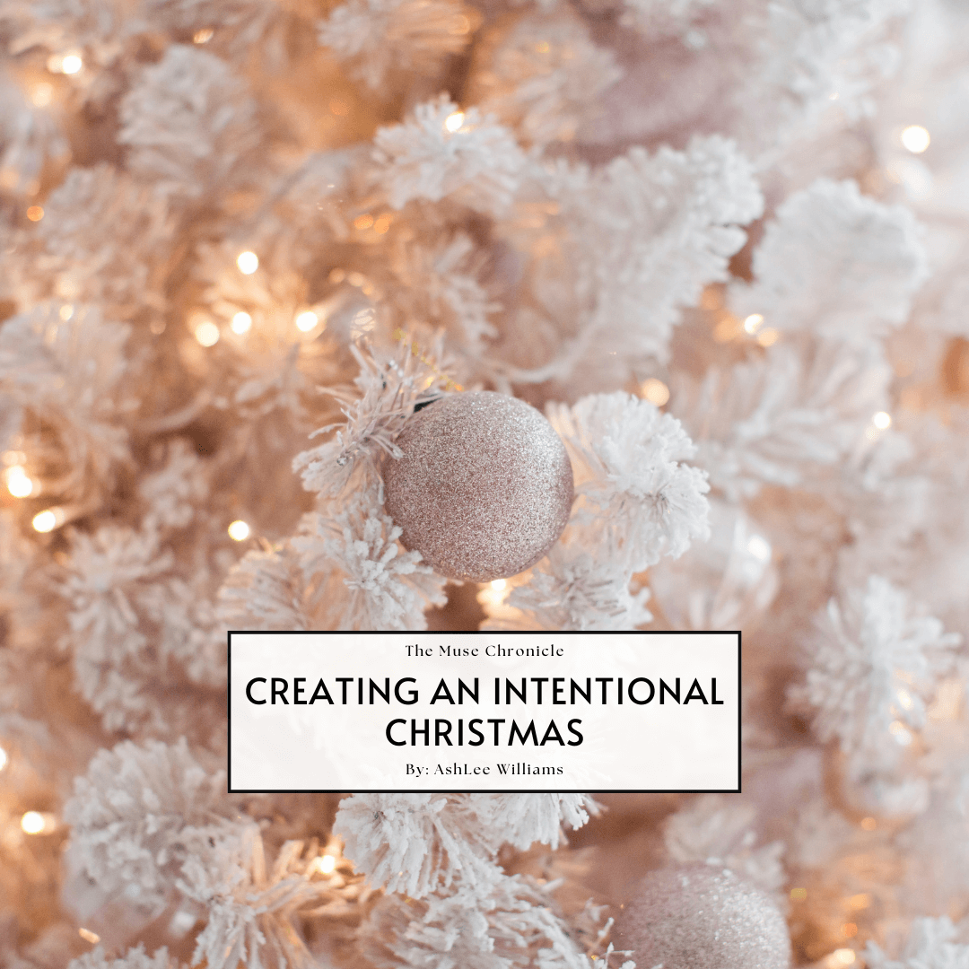 Soft pink Christmas tree with glitter ornaments and warm white lights, symbolizing peace, beauty, and the heart of an intentional Christmas.