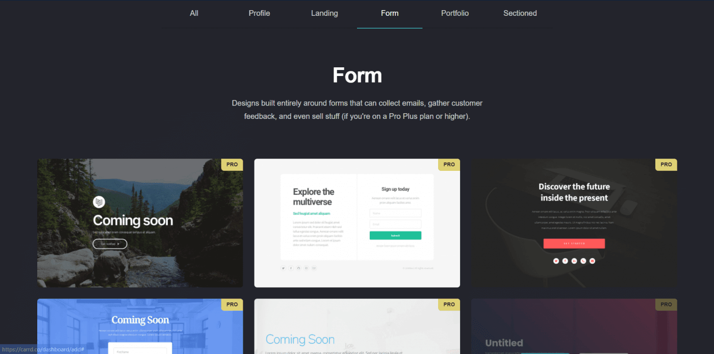 Carrd form templates