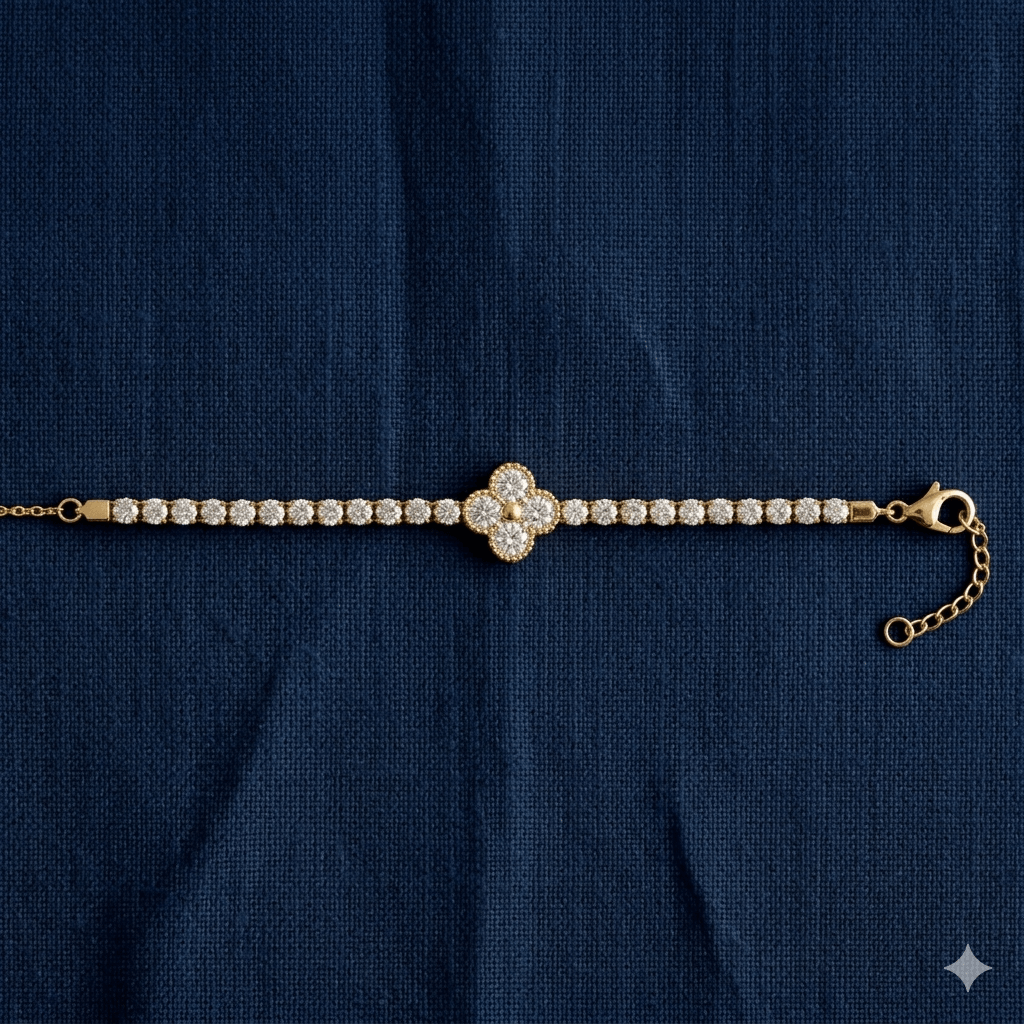 Diamond Four-Leaf Clover Tennis Bracelet