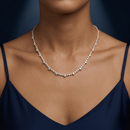 CZ Alternating Round Tennis Necklace