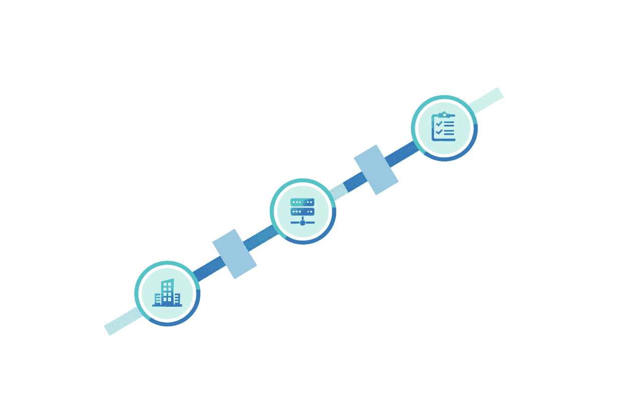 Illustration of a growth roadmap with milestones for planning IT infrastructure