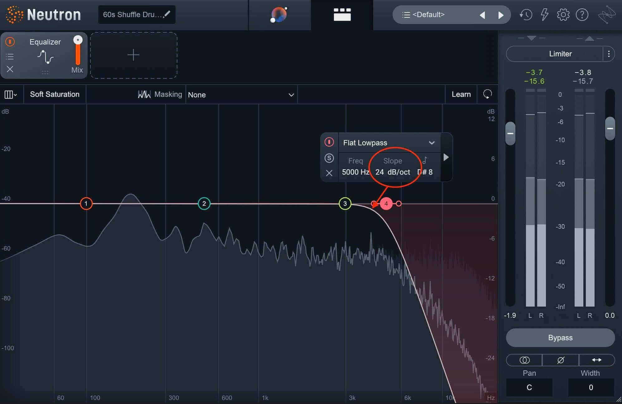 Slope parameter of a low-pass filter in Neutron