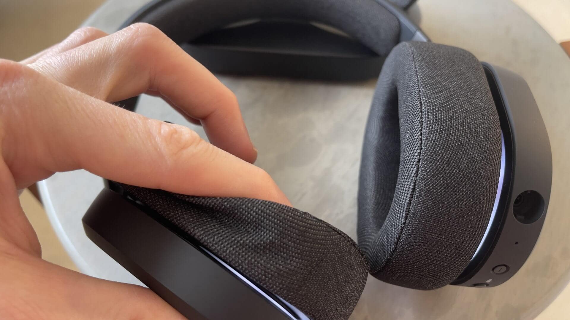 Close-up detail of Fractal Scape headset materials