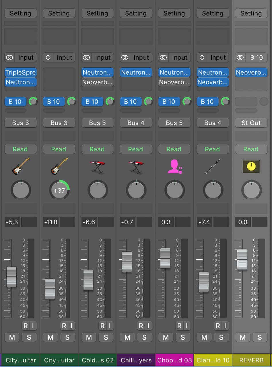 All instruments to one reverb in Logic Pro