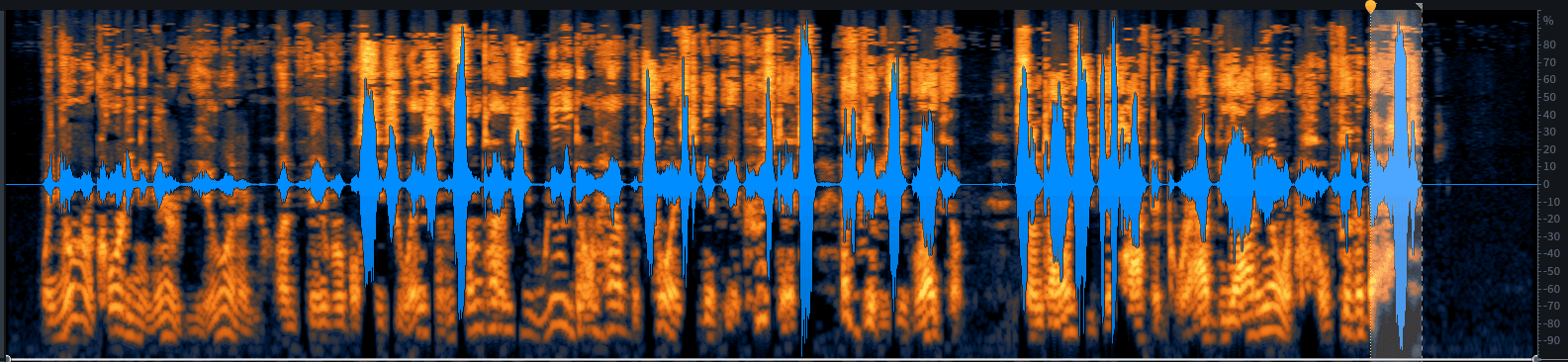 The word “best” highlighted in the RX spectrogram