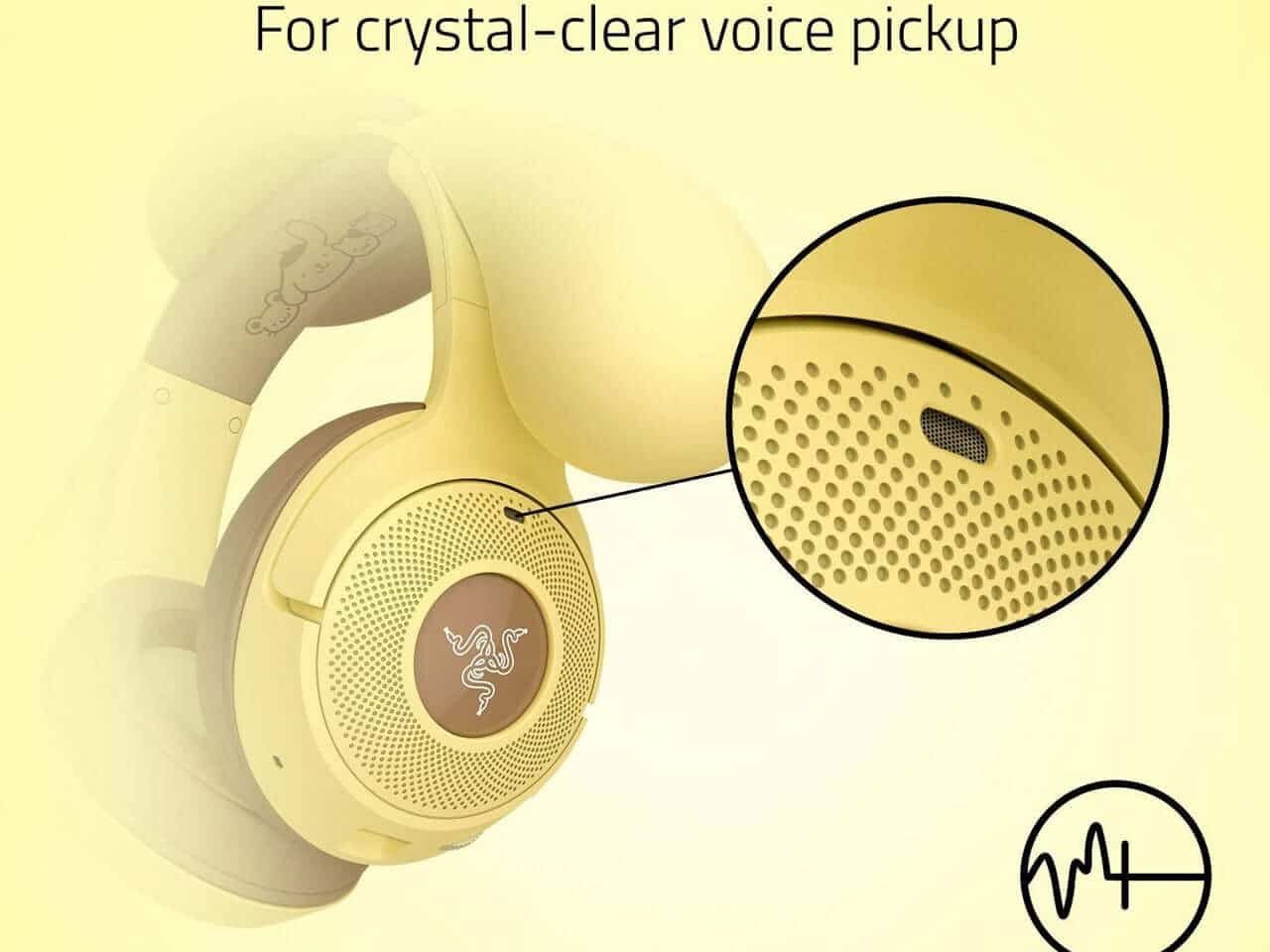 Detail shot of the microphone and ear cushion