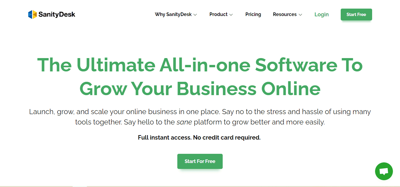 SanityDesk Review homepage