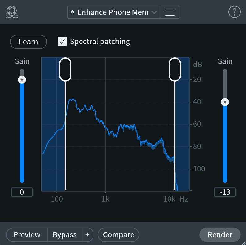 RX Spectral Recovery settings for Zoom audio