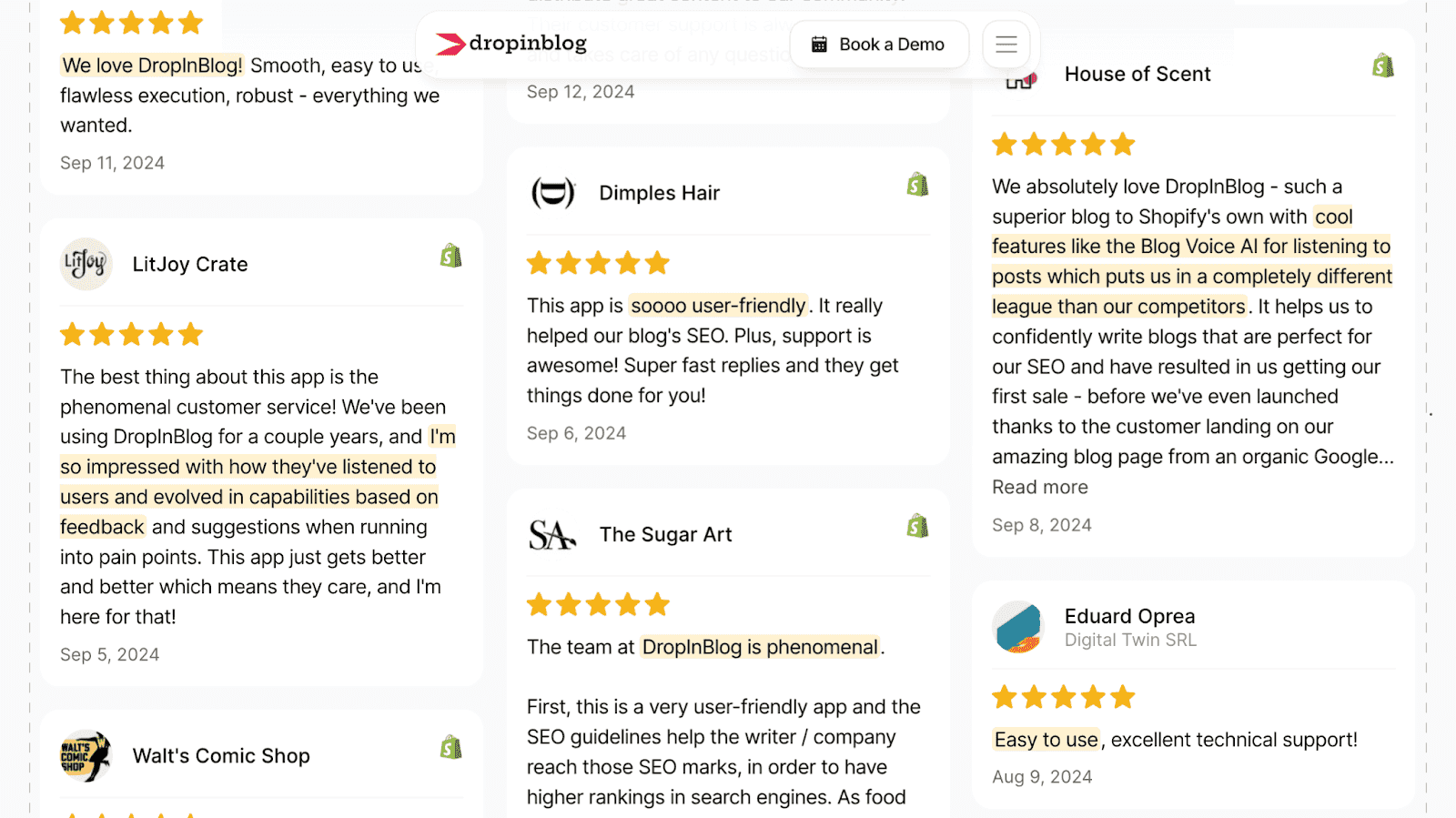 DropInBlog user reviews