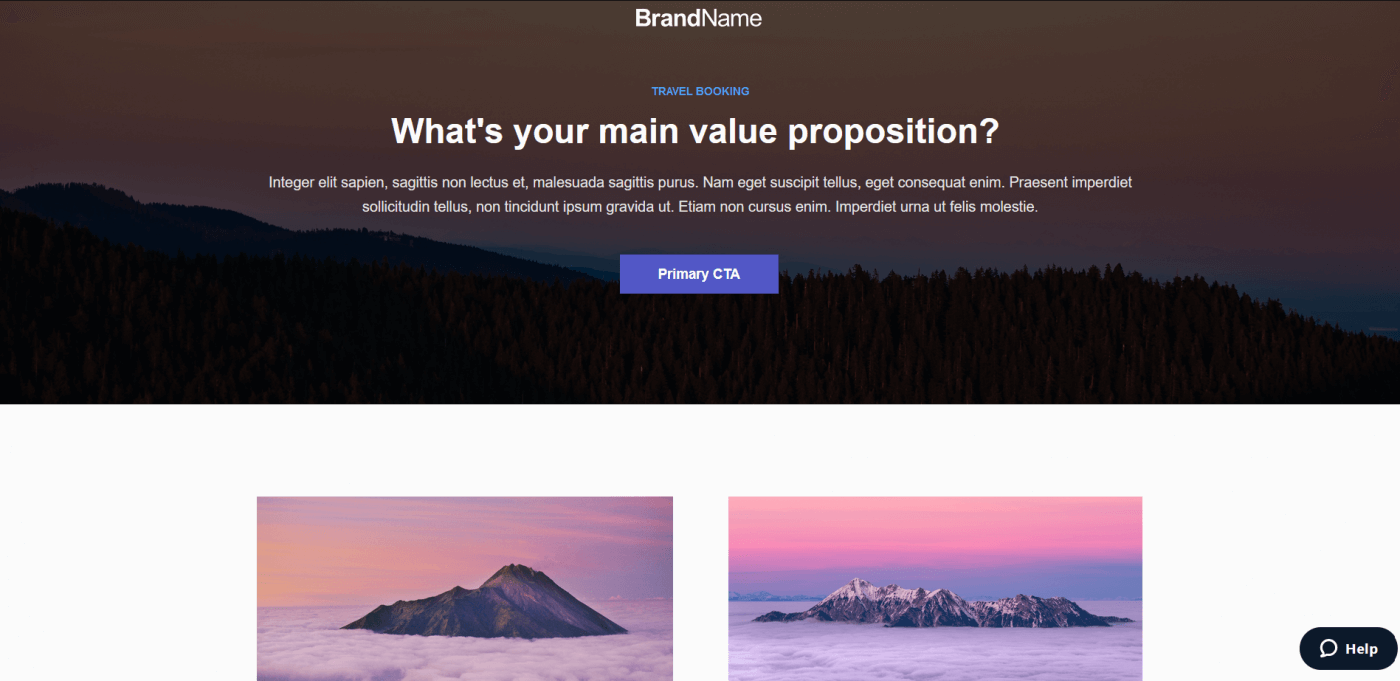 Instapage template travel booking