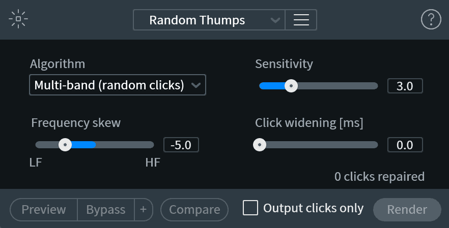 iZotope RX De-click random thump preset