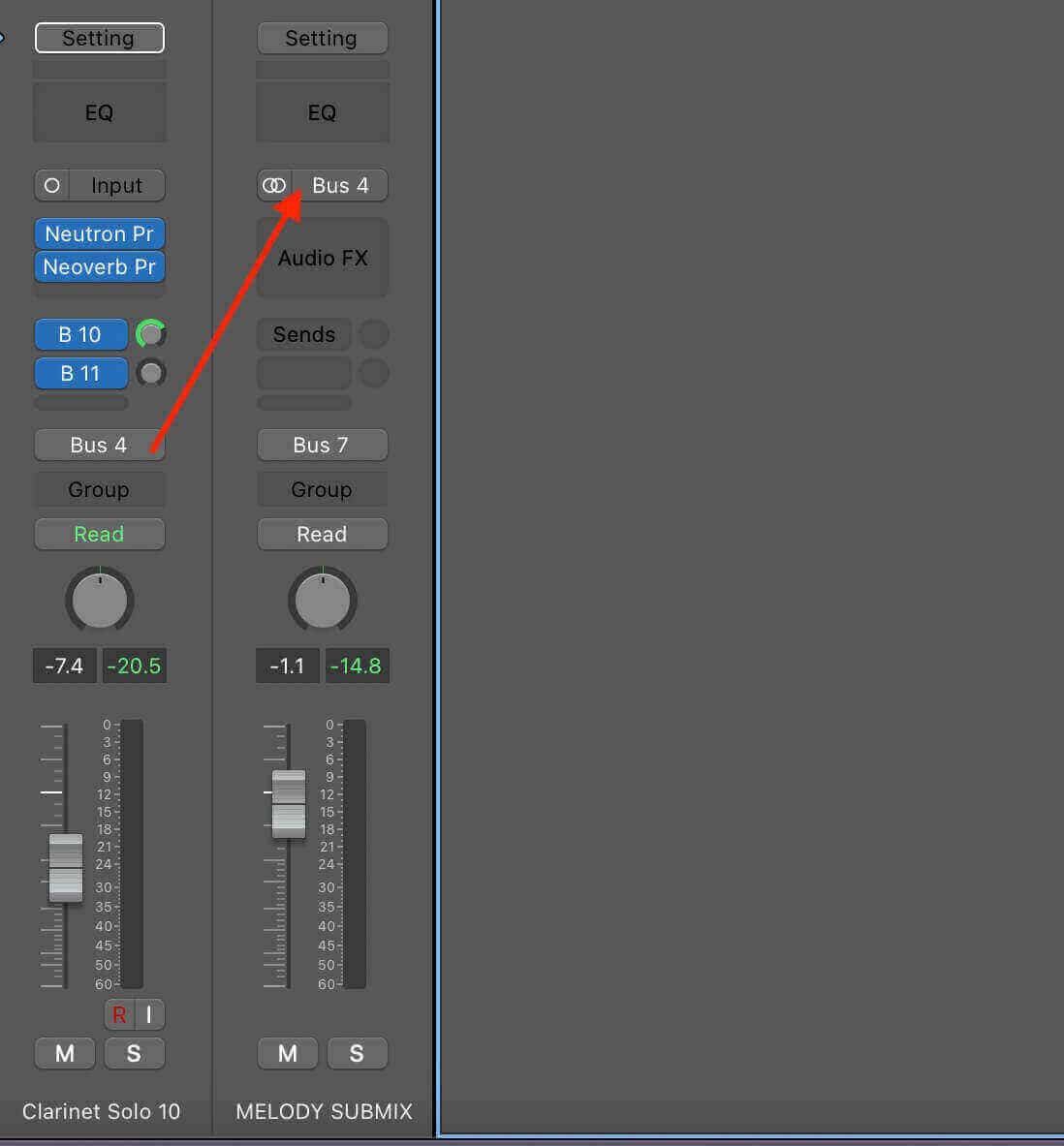 Routing to a submix