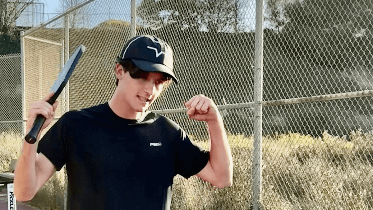 Pickleball player cheering