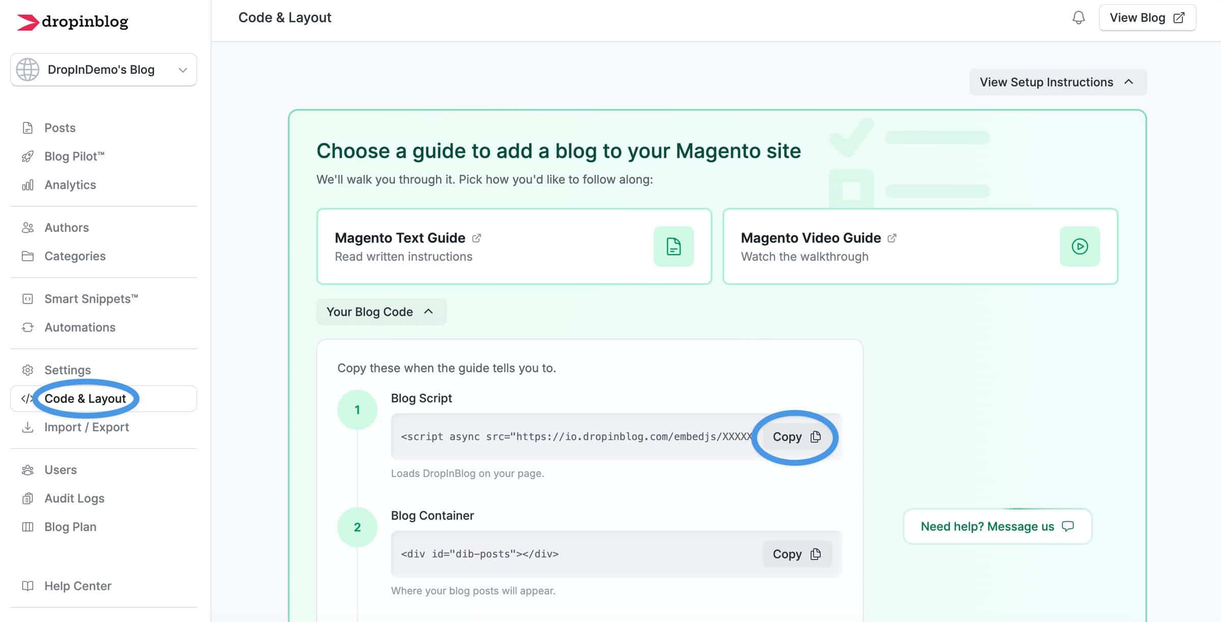Magento blog install step
