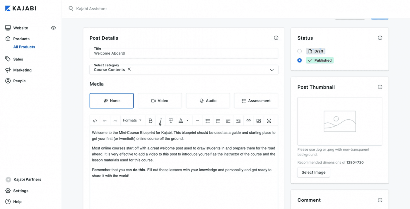 Kajabi course blueprint content