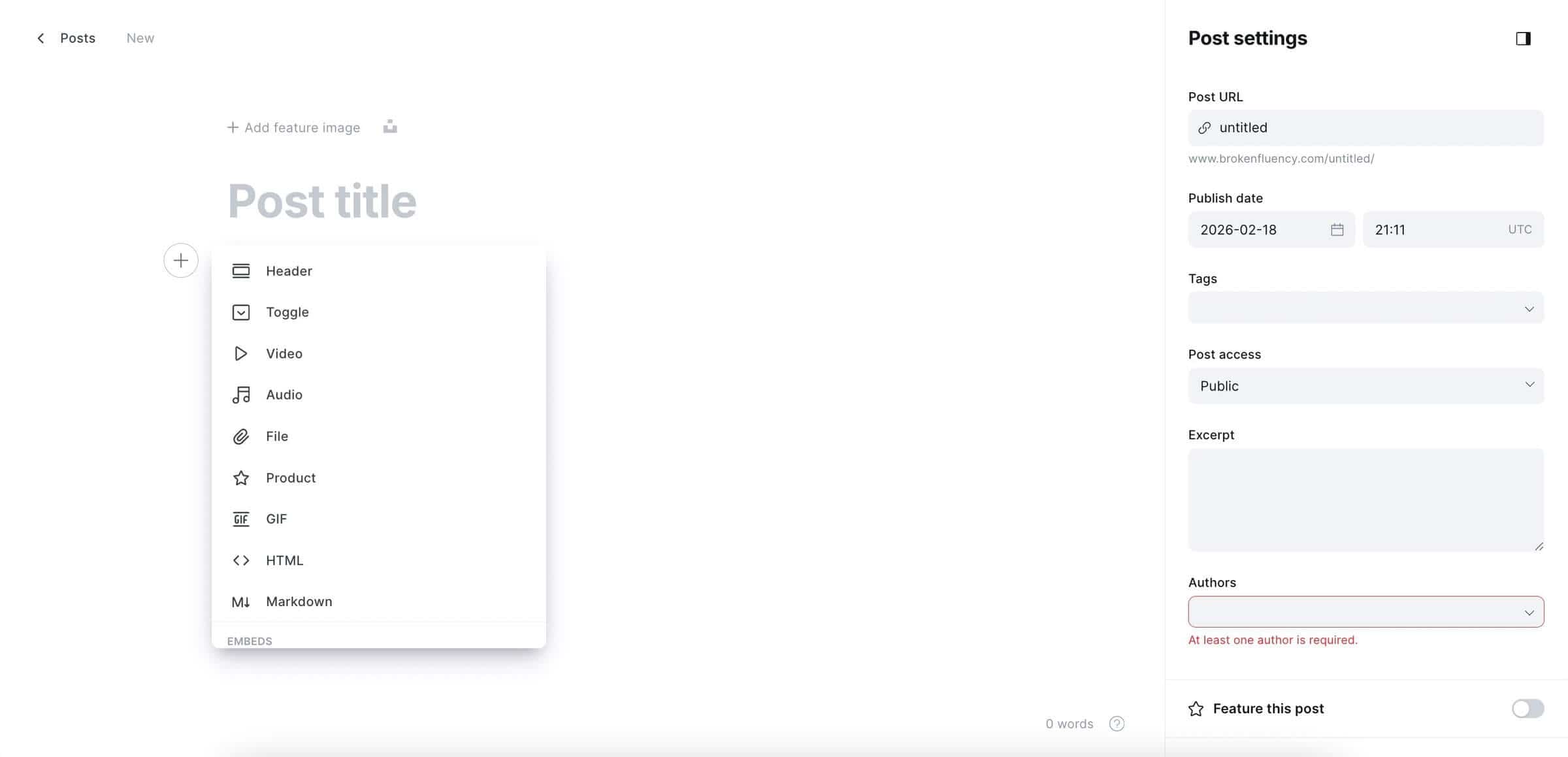 Ghost's content editor