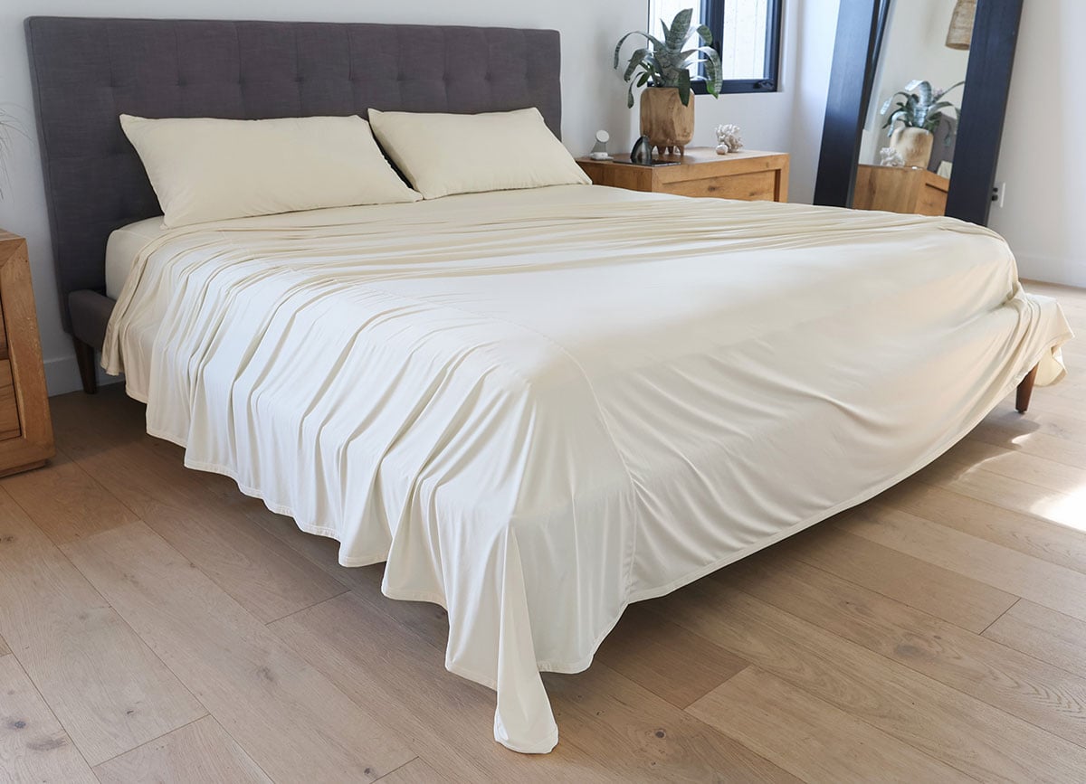 A Guest Bed Dressed in SHEEX Cooling Sheets