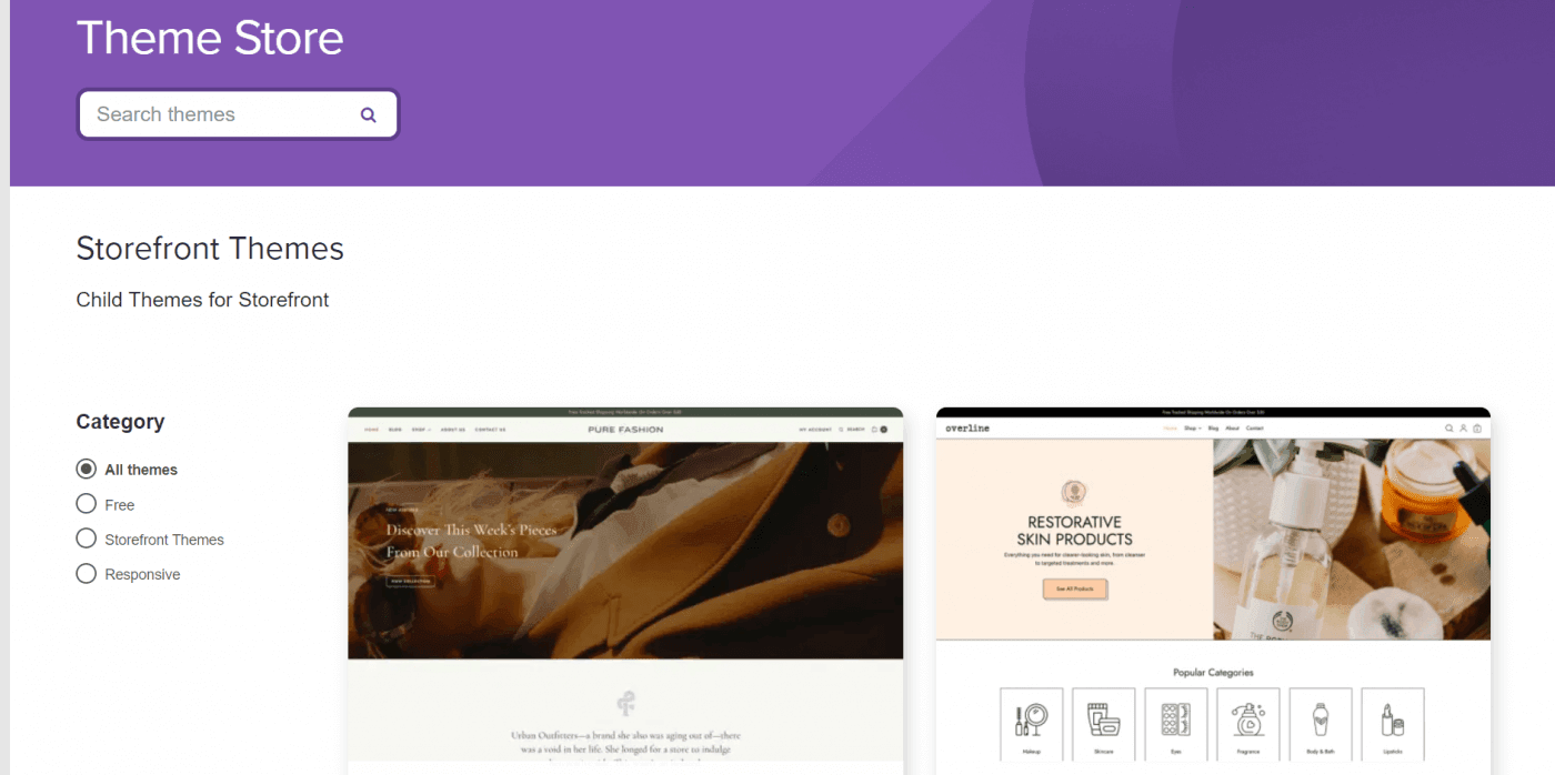 WooCommerce theme store