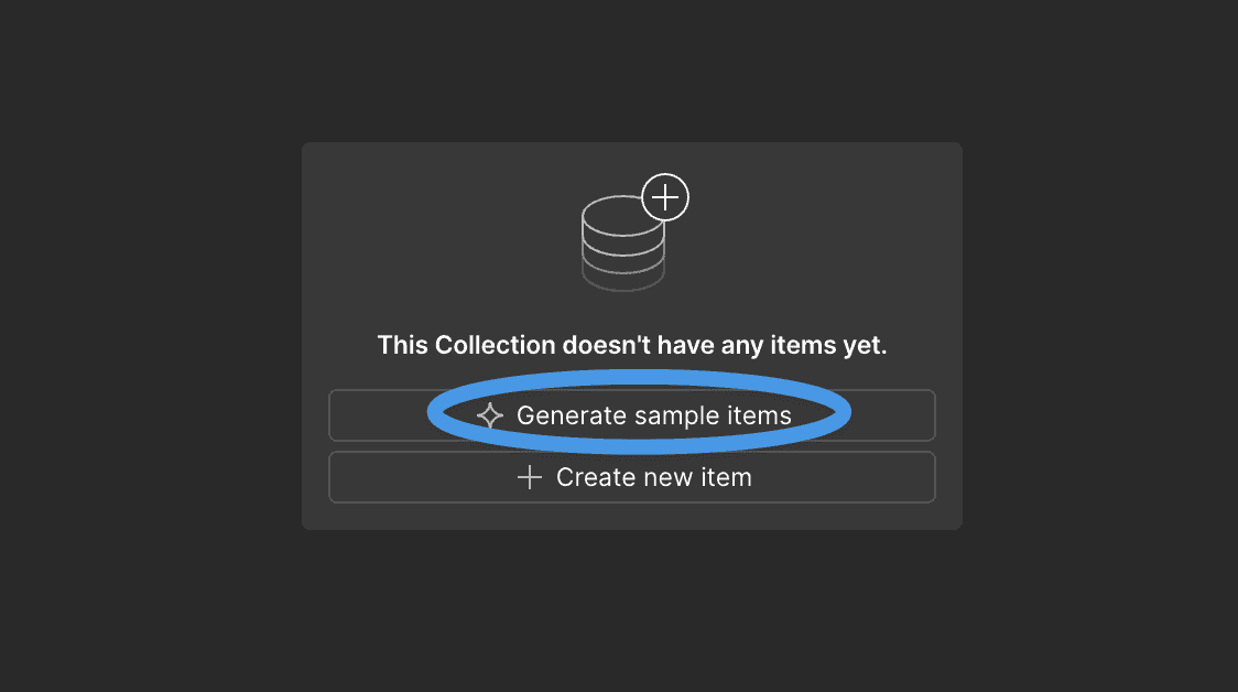 Generating sample items in Webflow