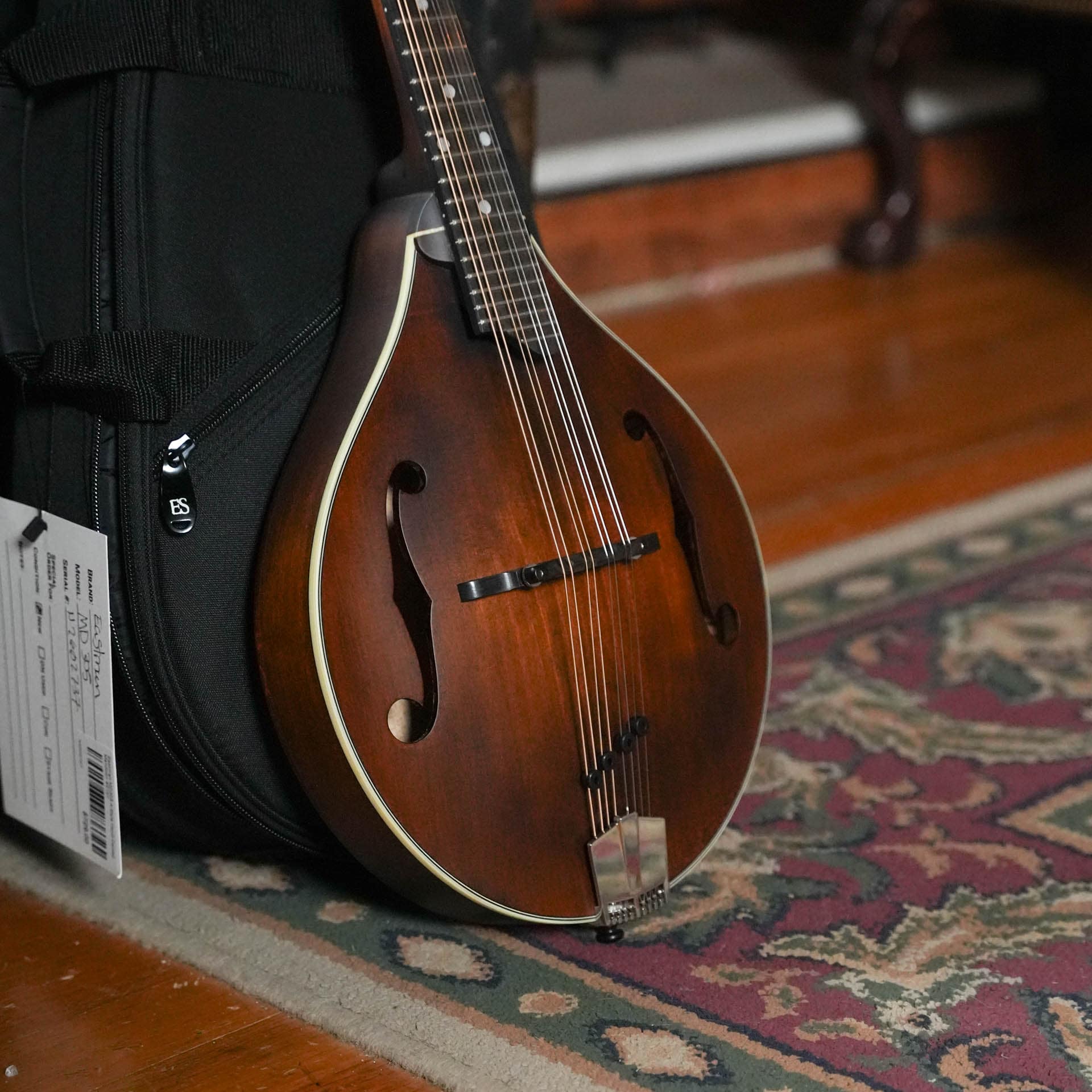 Eastman MD305 A-style hand-carved mandolin with a solid spruce top and f-holes, the A-style vs F-style test's Eastman A