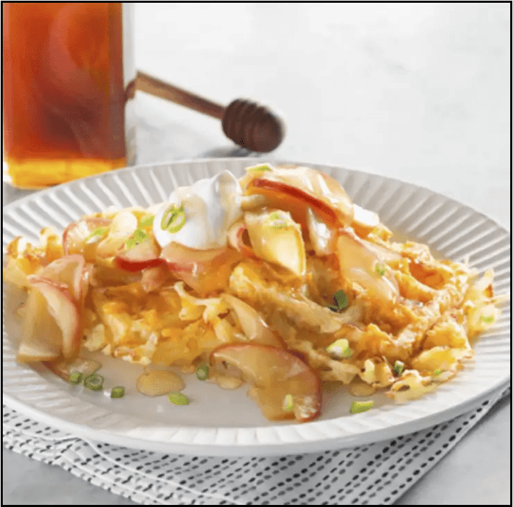 Cheddar Hash Brown Latkes with Honey