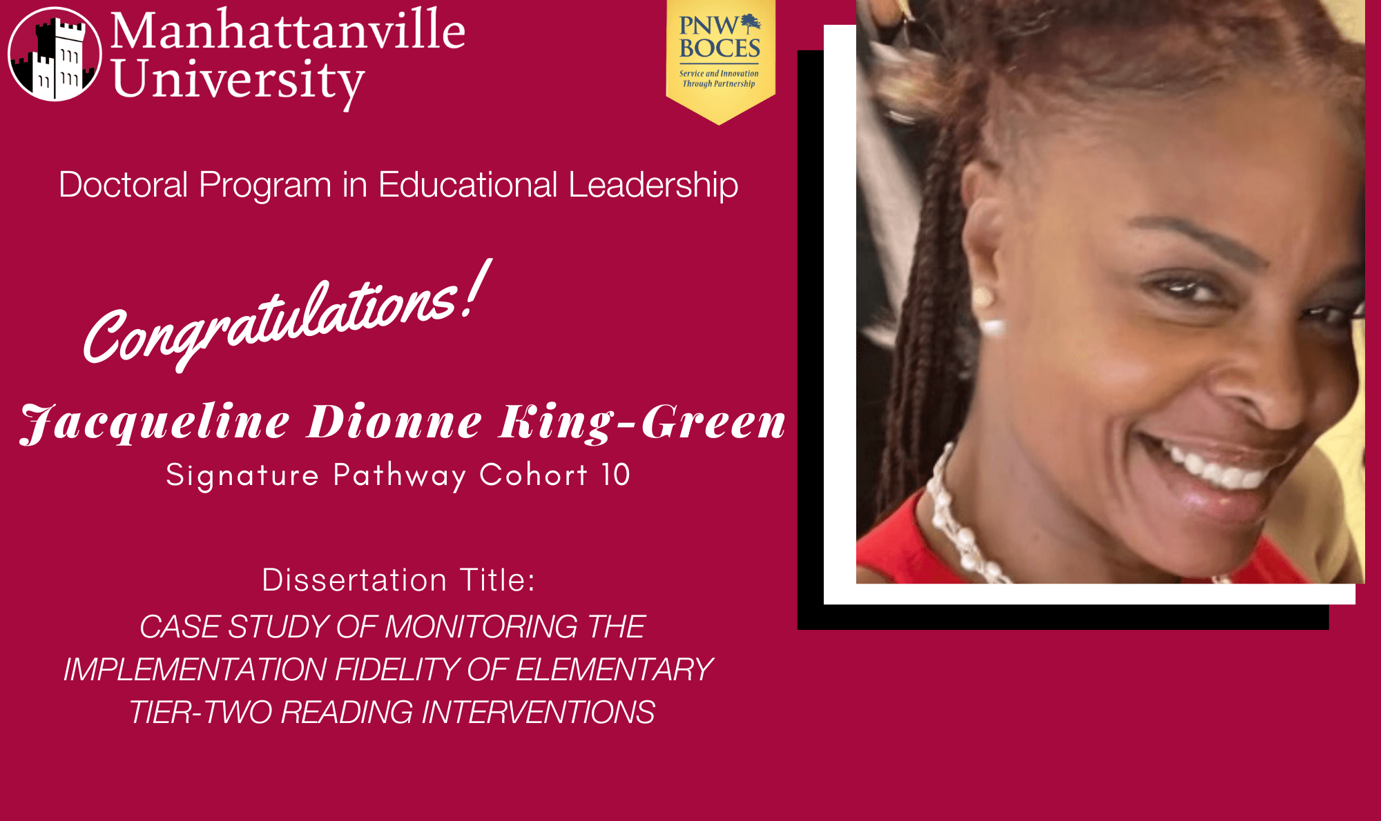 Successful Final Dissertation Defense - Congratulations to Jacqueline Dionne Green!