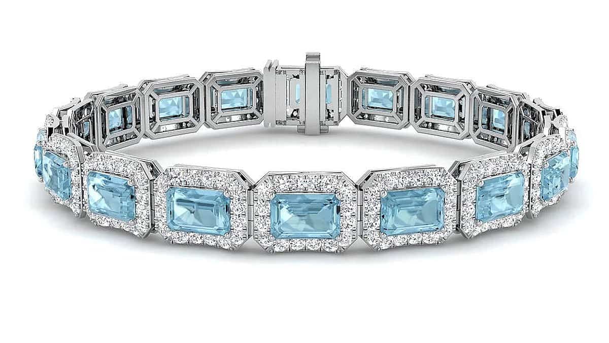 Aquamarine & Diamond Halo Bracelet: Elegance and Allure in Hand