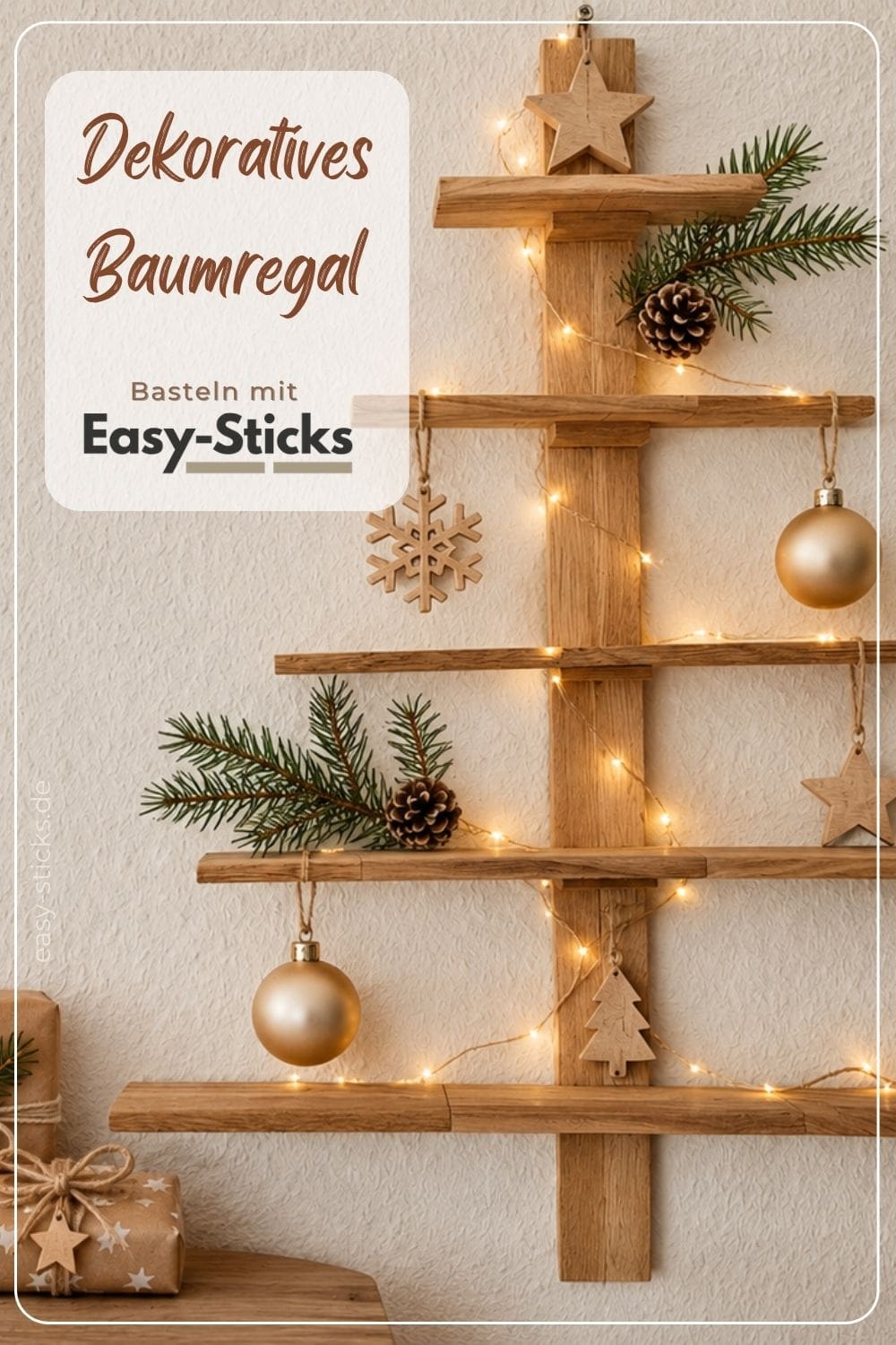Dekoratives Baumregal basteln mit Easy-Sticks