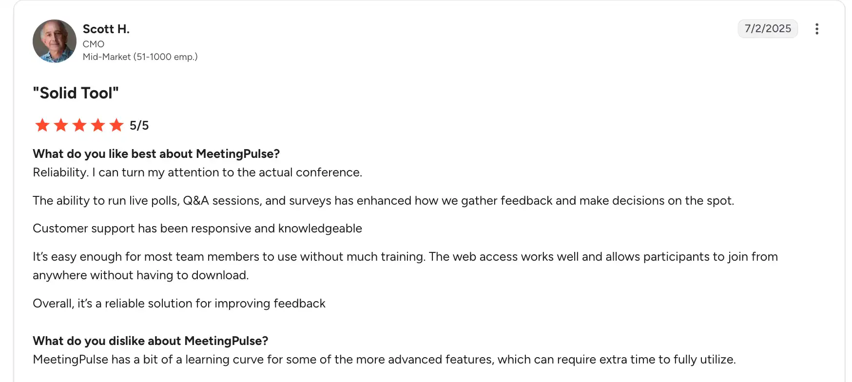  Scott H. found that advanced features took longer to learn