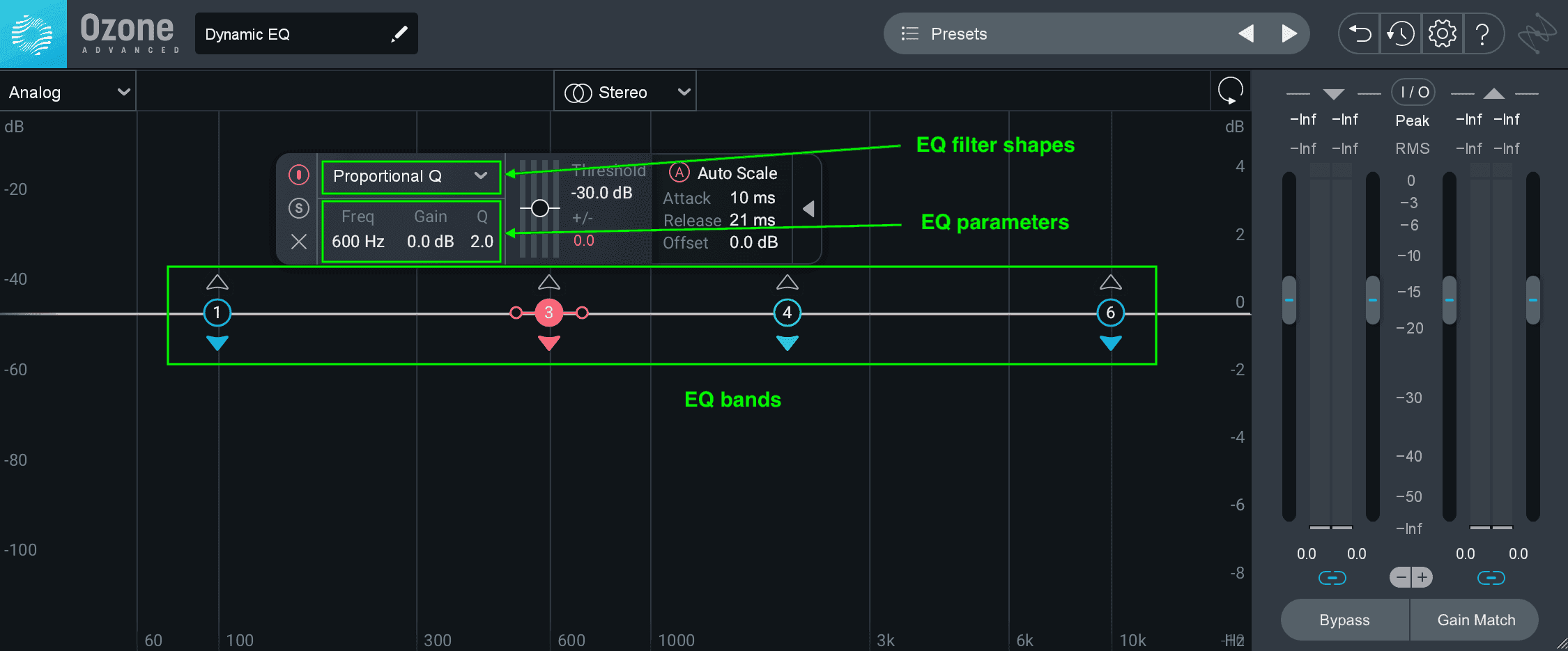 Ozone 9 Dynamic EQ “EQ” parameters