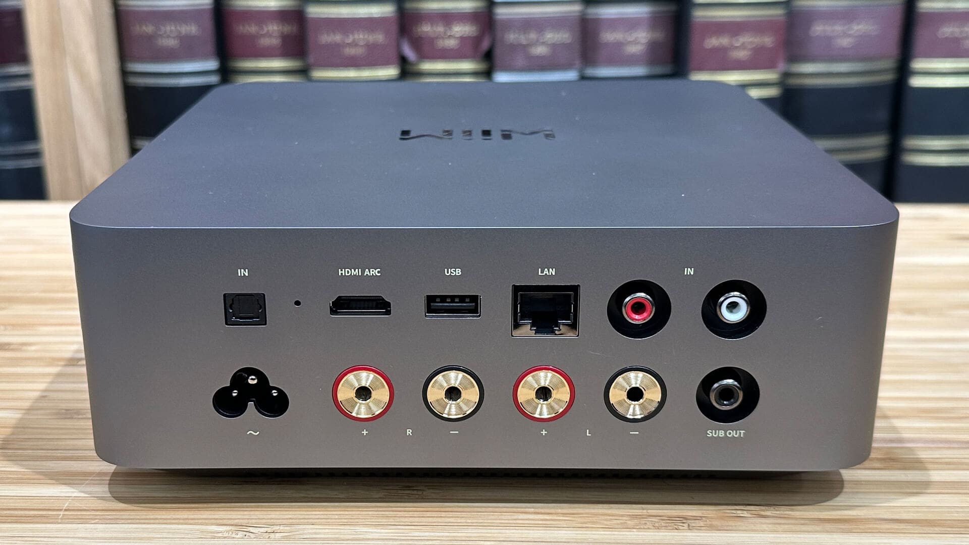 WiiM Amp Ultra rear panel with various inputs and outputs