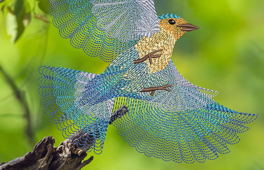 Use Spiral Fill to digitize a realistic bird design